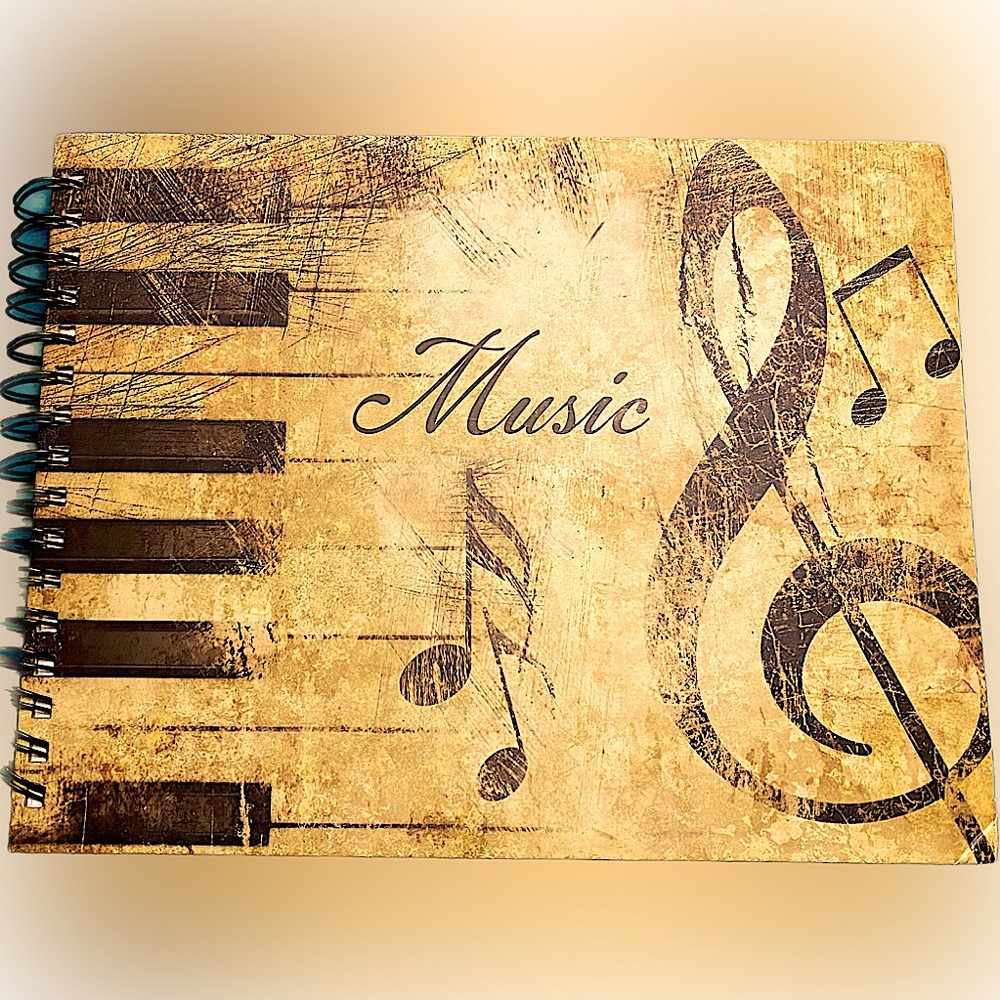 Beautiful Piccadilly Music sheet spiral notebook 12”x9”